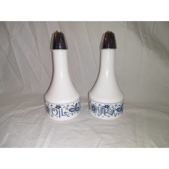 RARE Corelle gemco old town blue blue onion oil and vinegar cruet set - Picture 2 of 6